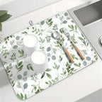 Spring Summer Sage Green Leaves Dish Drying Mat 16 x 18 Inch Spring Eucalyptus - Image 8