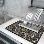 Vintage Microfiber Dish Drying Mat Wildflowers Leaves Absorbent Dry Mat - Image 5