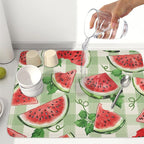 Summer Dish Drying Mat for Kitchen Counter Watercolor Watermelon Green Buffalo - Image 6
