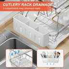 Dish Drying Rack for Kitchen Counter, 2-Tier 304 Stainless Steel Dish Rack - Image 3