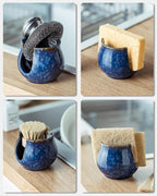 Zoeeker Ceramic Sponge Holder, Kitchen Sink Scrubby Caddy Organizer Dish Sponge - Image 6