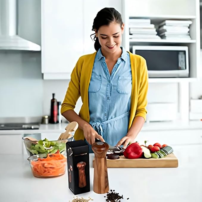 Wooden Salt and Pepper Grinder Set, Pepper Grinder Pepper Mill - Image 9