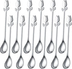 Silver Tulip/Rose Handle 12-Pcs Mini Coffee Spoons Set by SGvrPvz