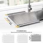 Tomorotec Stainless Steel Roll-Up Dish Drying Rack Marble Color Silicone Edges - Image 4