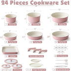 SENSARTE 24 Piece Ceramic Pots and Pans Set, Nonstick Detachable Handle Cookware - Image 2