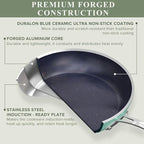 Nuwave Healthy Duralon Blue Ceramic Nonstick Cookware Set, Diamond Infused - Image 2