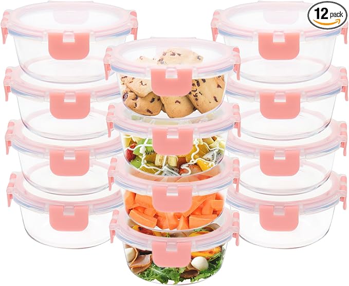 GULFLIN 12 Pack 13oz Small Glass Food Storage Containers by GULFLIN