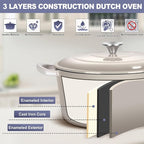 TeamFar Dutch Oven, 6QT Enameled Cast Iron Dutch Oven Cooking Pot - Image 4