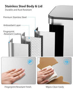 Lovewind Trash Can, 2 x 10.5 Gallon Garbage Can - Image 4