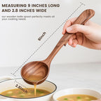 HANSGO Wooden Ladle for Cooking, Wooden Soup Spoons, Natural Teak Wood Serving - Image 6