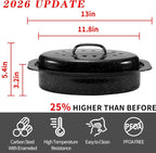 13” Granite Roasting Pan, Enameled Oval Roasting Pan - Image 2
