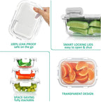 KOMUEE 24 Pieces Glass Food Storage Containers Set, Meal Prep Containers - Image 3