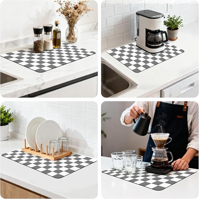 12" x 20" Checkered Dish Drying Mat - Image 8