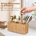 Ayiaren Wicker Flatware Silverware Caddy Cutlery Holder Kitchen Silverware - Image 2