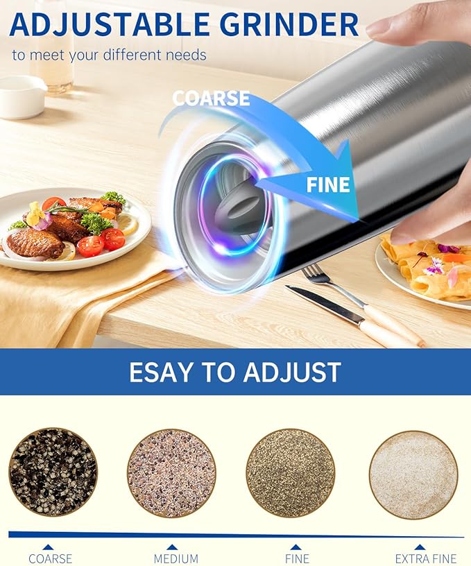 CIRCLE JOY Stainless Steel Graviry Electric Pepper Grinder Automatic Salt - Image 4