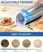 CIRCLE JOY Stainless Steel Graviry Electric Pepper Grinder Automatic Salt - Image 4
