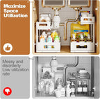 2-Pack 20.47"Deep Under Sink Organizer And Storage, 2-Tier L-Shaped Pull Out - Image 8