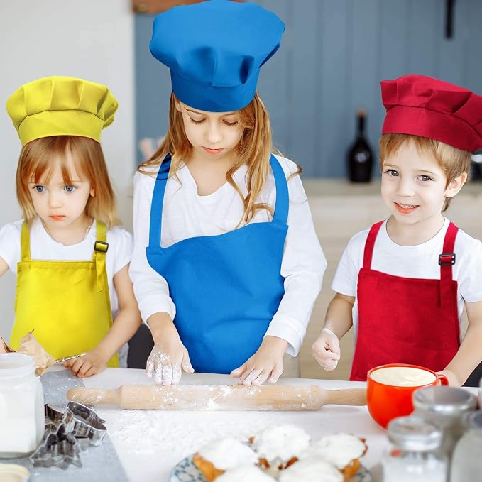 Tamicy 10 Pieces Kids Chef Hat and Apron Set - Image 3