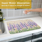 Lavender Floral Dish Drying Mat 18x24 inch Spring Summer Flower Decorative Fast - Image 7