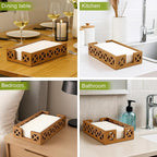 Acacia Wood Paper Towel Holder for Bathroom Counter Decor Trays Table Napkin - Image 5
