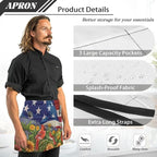 Server Apron with 3 Pockets, Waterproof Oil Waitress Waiter Half Apron - Image 6