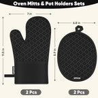 Oven Mitts and Pot Holders 4 Sets, Heat Resistant 500 ℉ Oven Mitt and Pot Holder - Image 2