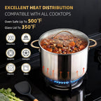 Ciwete 12 Quart Stock Pot with Lid, Upgraded Tri-Ply Stainless Steel Pot - Image 3