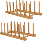 SAMEBUTECO Bamboo Wooden Dish Racks Plate Stand Holder Vertical Drainer Kitchen by HOME