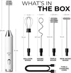 Zulay Kitchen Metal Rechargeable Milk Frother, 3 Whisk Attachments Handheld - Image 7