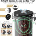 Veken Coffee Canister with Window, Airtight Stainless Steel Kitchen Food - Image 3