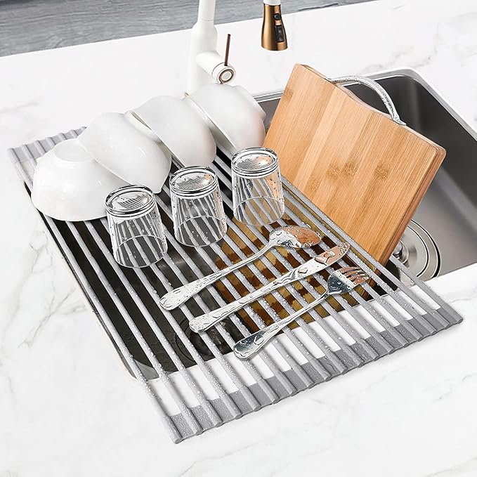 MERRYBOX Roll Up Dish Drying Rack, Over The Sink Dish Rack Foldable, - Image 8