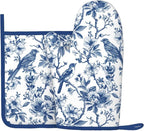 Blue Silicone Oven Mitts Pan Mats Set of 2, Heat Resistant Gloves Potholder by Cayiibe