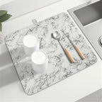 White Grey Marble Dish Drying Mat - Image 8