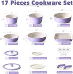 SENSARTE 17 Piece Ceramic Pots and Pans Set, Nonstick Detachable Handle Cookware - Image 2