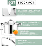 E-far Stainless Steel Stockpot, 5 Quart Pot - Image 4