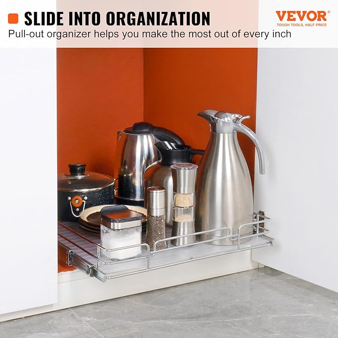 VEVOR 18.5"Wx21"Dx3.5"H Pull Out Cabinet Organizer, Heavy Duty Slide Out Pantry - Image 2