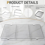 Lounsweer 2 Pack Cooling Racks, 10L x 18W x 1H Stainless Steel Wire Rack - Image 3