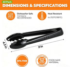 40 Pack Plastic Tongs for Serving, Heavy Duty Scalloped Serving Utensil Tongs - Image 2