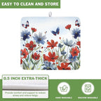 4th of July Dish Drying Mat for Kitchen Counter 16 x 18 Inch Patriotic Floral - Image 5