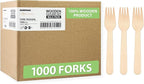 Wooden Forks 1000 Pieces Bulk Pack | Heavy-Duty Natural Birch Wood Disposable by Bamboware