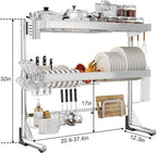 Over The Sink Dish Drainer Drying Rack 3 Tier, Full Stainless Steel Dish Drying - Image 6