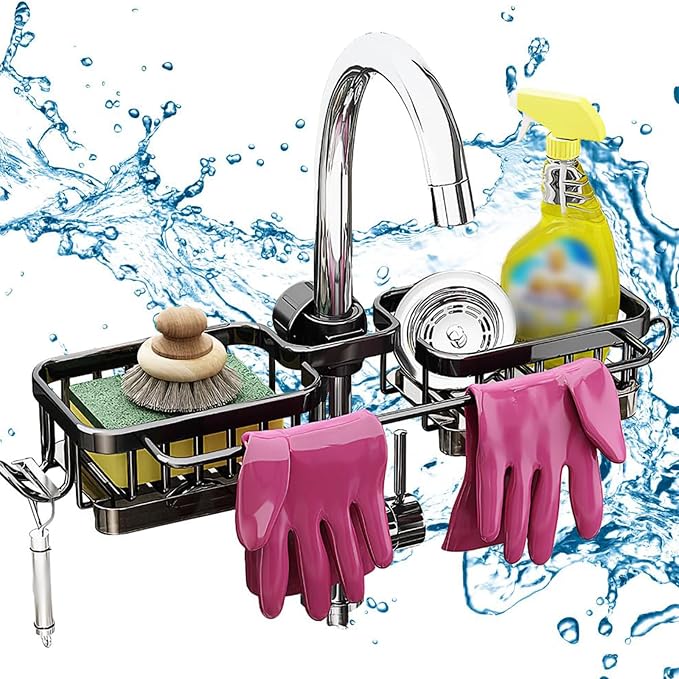 Kitchen Sink Faucet Organizer Multifunction Sponge Holder Organizer Sink Drain by Unknown