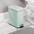 mDesign Small Modern 1.3 Gallon Rectangle Metal Lidded Step Trash Can, Compact - Image 2