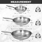 EWFEN Tri-Ply Stainless Steel Frying Pans Set, 8”/10”/12” Cooking pans - Image 2