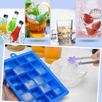 Ice Cube Tray, Silicone Square Ice Trays Easy Release Stackable Ice Cube Mold - Image 3