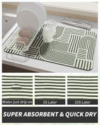 AMOAMI Coffee Mat Hide Stain Rubber Backed Absorbent Dish Drying Mat - Image 3