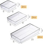3 Pack Clear Plastic Drawer Organizer Tray Cutlery Utensil Makeups Drawer - Image 2