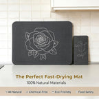 Stone Dish Drying Mat for Kitchen Counter, Glittery Resin Rose Pattern Quick - Image 5