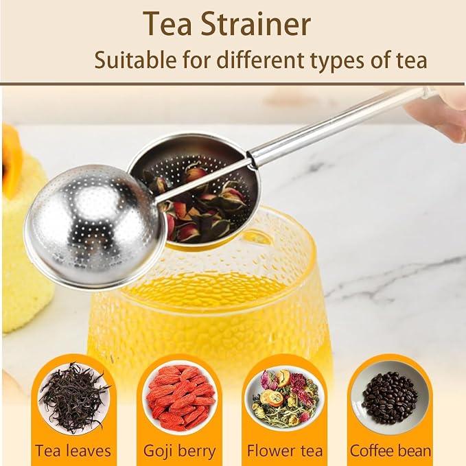 2pcs Stainless Steel Loose Tea Leaf Steeper&Sugar Shaker Duster Sifter 2 in 1 - Image 3