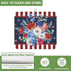 4th of July Dish Drying Mat for Kitchen Counter Patriotic Red Blue and White - Image 5